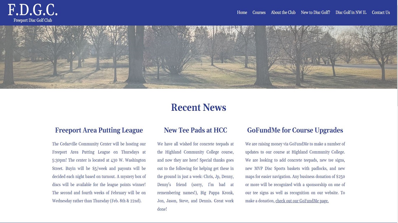 Freeport Disc Golf Club website